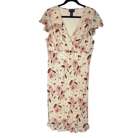 Lane Bryant M Floral  Plus Size Silk Midi Dress Ruffle Fairy Y2K Etherial 18 - Picture 1 of 7